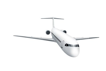 White airplane isolated over white backgroundの写真素材