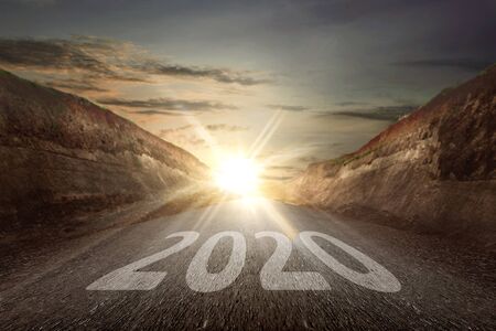 2020 on the street with sunlight background. Happy New Year 2020の写真素材