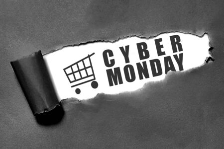 A ripped paper showing Cyber Monday text. Cyber Monday conceptの写真素材