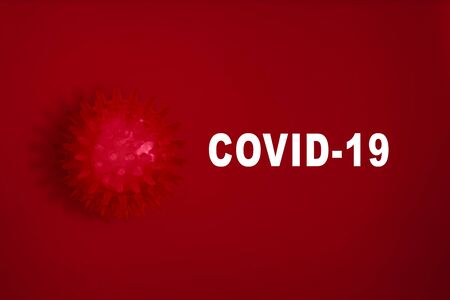 Coronavirus (Covid-19) with a red background. Prevent flu disease Coronavirusの写真素材