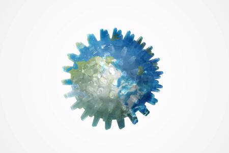 Coronavirus with a view of the earth. Prevent Coronavirus flu diseaseの写真素材