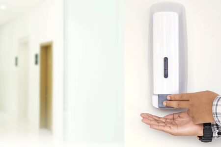Humans using hand sanitizer. Prevent flu disease Coronavirusの写真素材