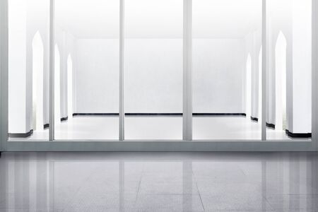 Mosque with a glass of window over white wall backgroundの写真素材