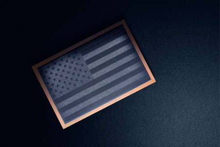 American flag in the chalkboard on a black background. Happy Labor Dayの写真素材