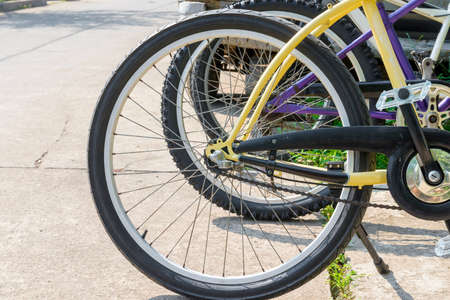 Close up view of the bicycle partsの写真素材