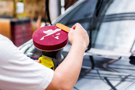 Wax on polishing machine for polishing car body