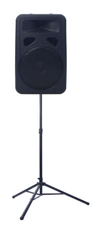 Black speaker isolated over white backgroundの写真素材