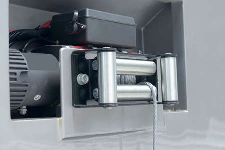Steel electric rope winch in the tow truck