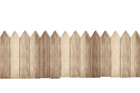Wooden fence isolated over white backgroundの写真素材