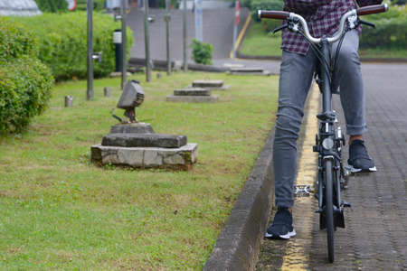 Man on the bicycle on the street