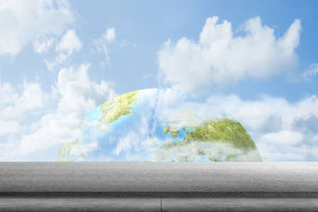 Asphalt road with blue sky backgroundの写真素材