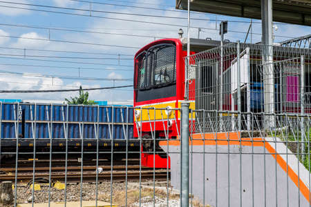 Commuter train stop to get on and off passengers on the station