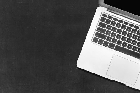 Laptop with black backgroundの写真素材