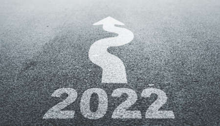 2022 on the street. Happy New Year 2022