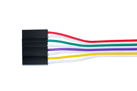 Colorful cable wire isolated over white background