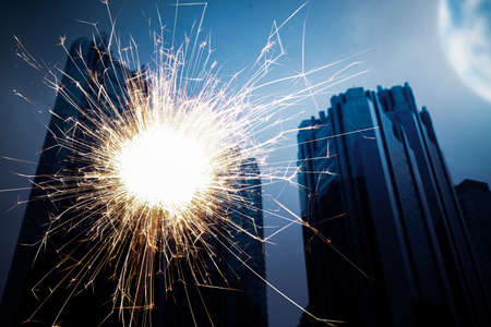Fireworks with the night scene backgroundの写真素材