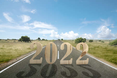 2022 on the street. Happy New Year 2022