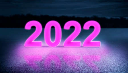 Colorful 2022 with a night background. Happy New Year 2022の写真素材