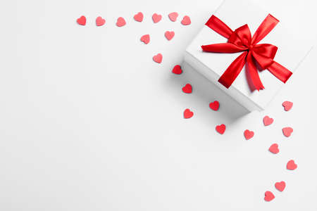 Heart and gift box with a white background. Valentines dayの写真素材