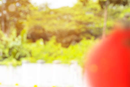 Chinese lanterns hanging with blurred lights backgroundの写真素材