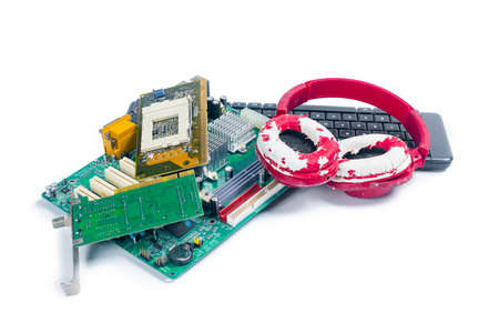 Discarded stuff isolated over white backgroundの写真素材