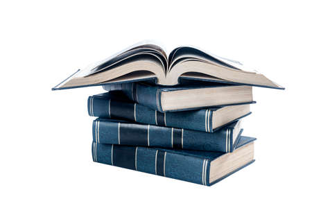 Stack of books isolated over white background