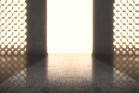 Mosque door with a bright light background