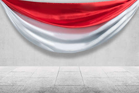Room with white wall and red and white flag background. Indonesian independence dayの写真素材