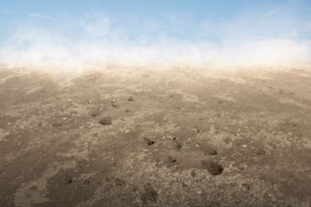 Drought field with a blue sky backgroundの写真素材