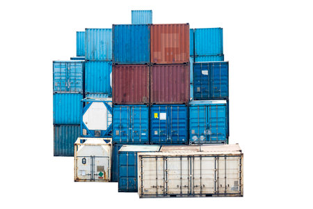 Stack of cargo container isolated over white background