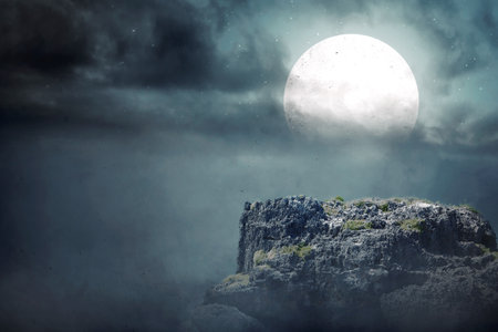 The full moon on the nightの写真素材