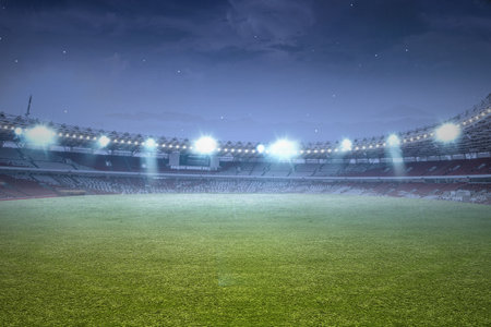 Grass inside the football stadiumの写真素材