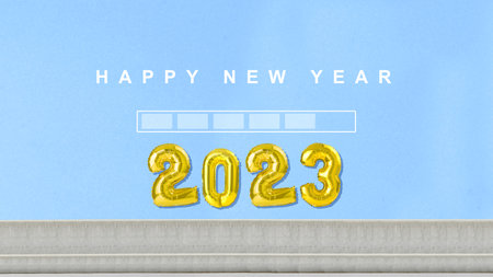 2023 on colored wall background. Happy New Year 2023