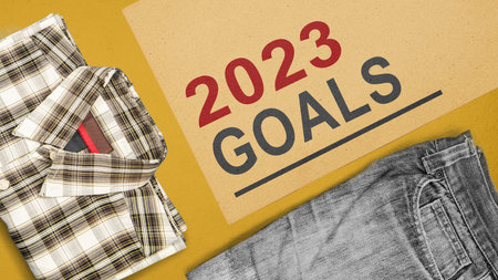 2023 goal on the paper. The goal of 2023. Happy New Year 2023の写真素材