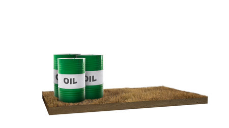 Oil barrels on white backgroundの写真素材