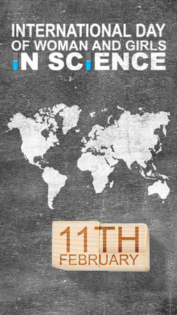 International Day of Women and Girls in Science text on a blackboard background. International Day of Women and Girls in Scienceの写真素材