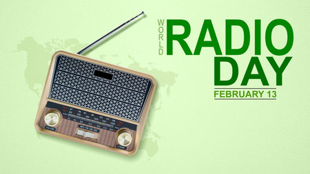 Old radio on a colored background. World Radio Dayの写真素材