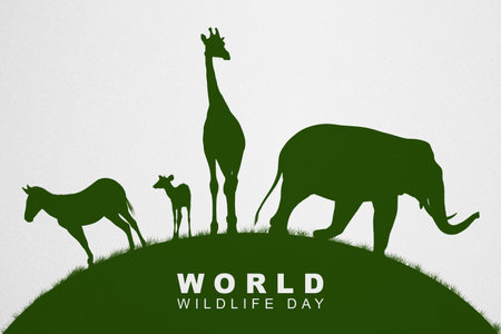 Silhouette of wildlife. World Wildlife Dayの写真素材