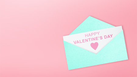 Opened a colored envelope with Happy Valentine's Day text. Valentines day