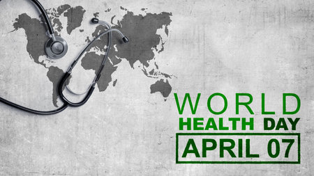 Stethoscope on gray background. World Health Day Conceptの写真素材