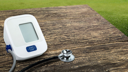 Digital monitor for measuring blood pressure. World hypertension day conceptの写真素材