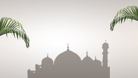 Mosque pattern on a colored backgroundの写真素材