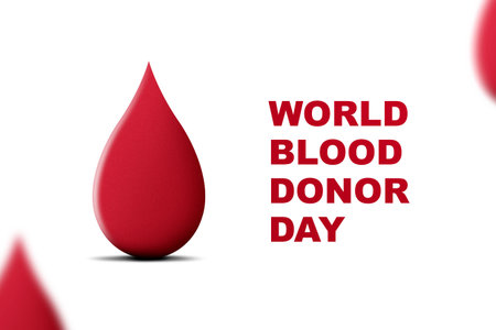 Red blood drop. World blood donor day conceptの写真素材