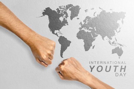 Hand with strong fist gesture. International Youth Day conceptの写真素材