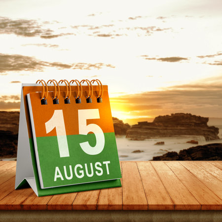 Calendar Indian flag color. India Independence Day concept