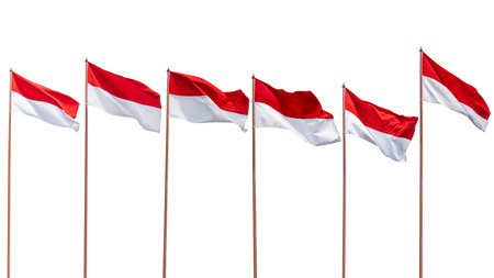 The Indonesian national flag is isolated over white background