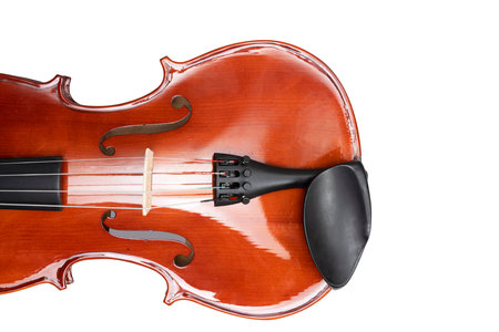 Violin orchestra musical instrument isolated over white backgroundの写真素材