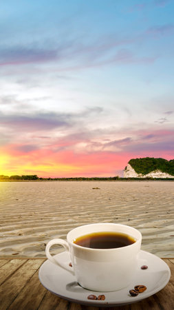 Cup of coffee on the table. International coffee day conceptの写真素材