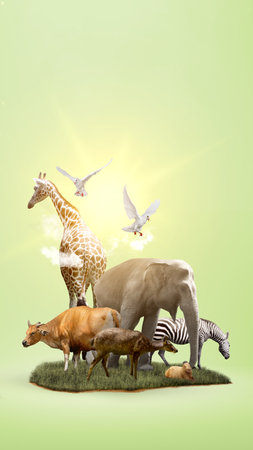 Animals in the wildlife. World Animal Day conceptの写真素材