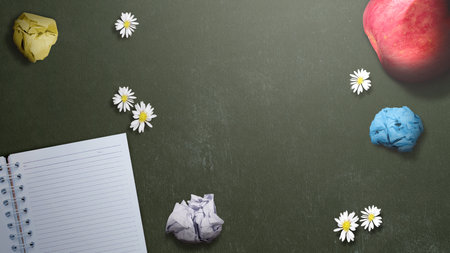 Crumpled paper with a colored background. World Teacher Day conceptの写真素材